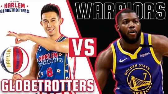 Trick shots with Golden State Warriors | Harlem Globetrotters